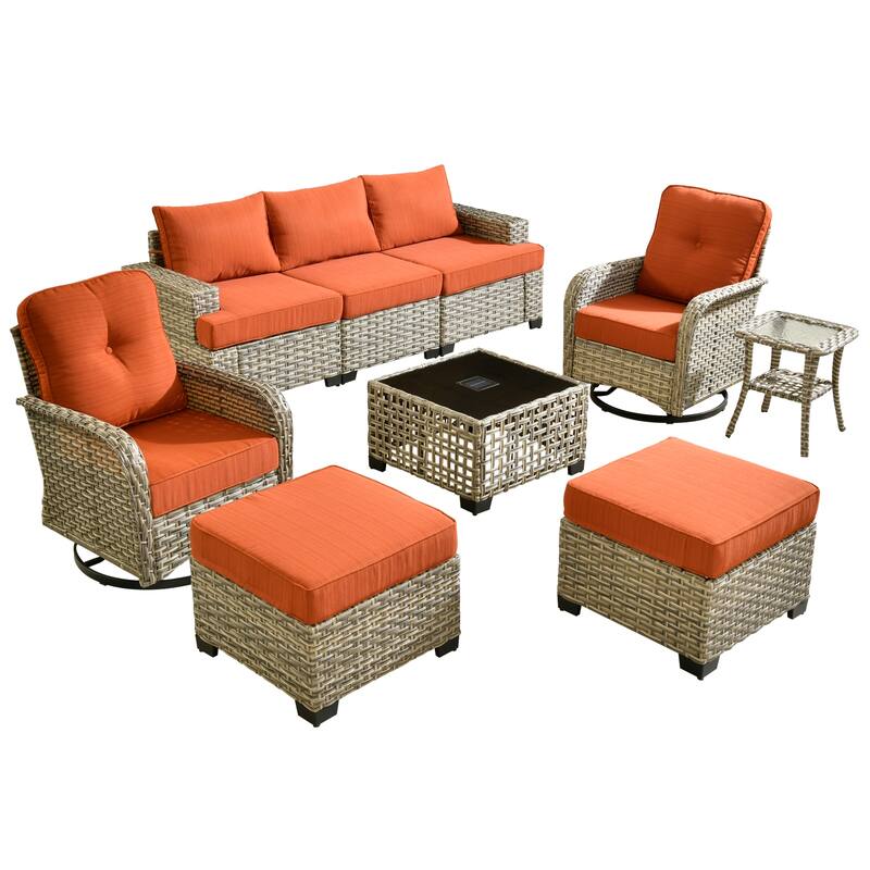 HOOOWOOO 9-piece Patio Swivel Chair Conversation Set
