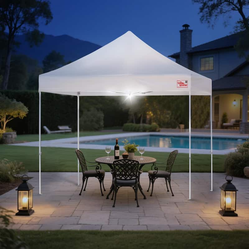 Tradesparker 8x8 Pop Up Canopy Tent LED Curtain 4 Casters Weight Kit - 8x8ft