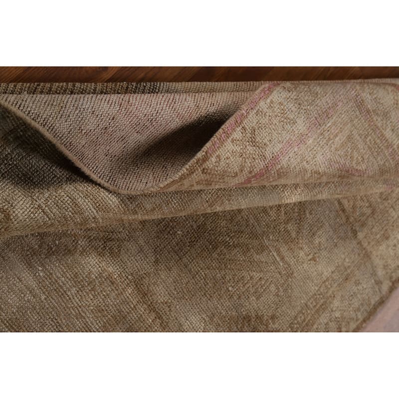 Gold Beige Geometric Balouch Persian Area Rug Handmade Wool Carpet - 3'8" x 6'6"