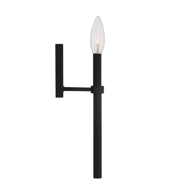 1 Light Black Wall Mount - 5.5W x 18.5H x 7.125D