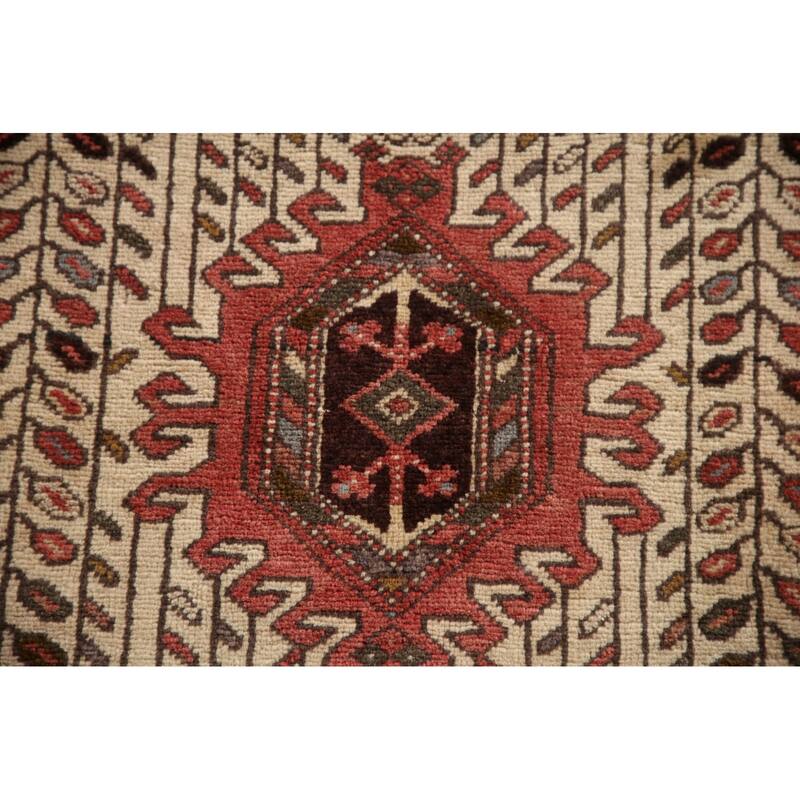 Geometric Heriz Persian Vintage Runner Rug Handmade Wool Carpet - 3'1"x 10'8"