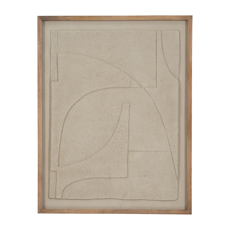 Sagebrook Home 39x50 Off-white Paper Mache Wall Art Framed in Glass - Contemporary Decor for the Modern Home