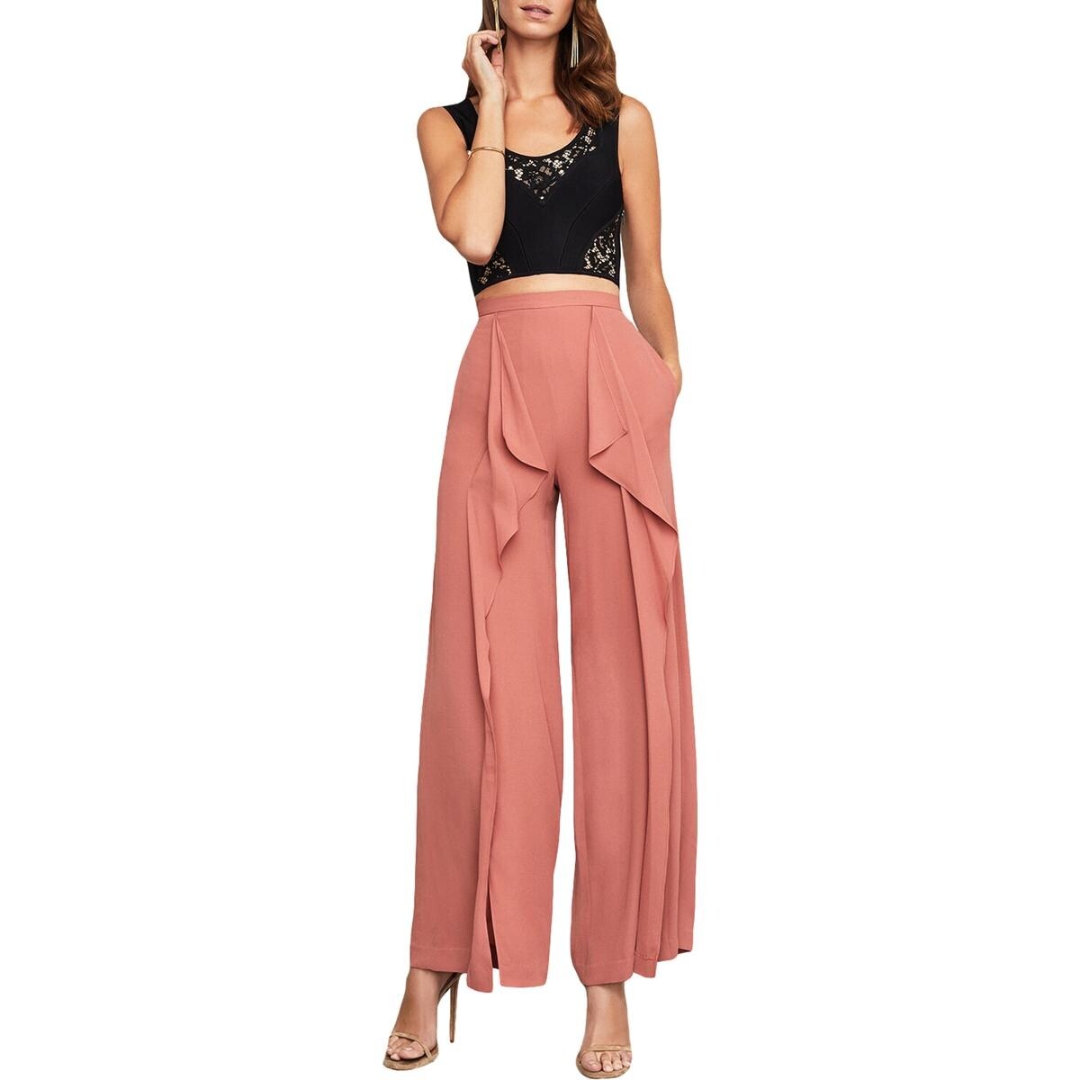 Bcbg Max Azria Womens Jackee Dress Pants Chiffon Wide Leg Bcbg Max Azria Womens Jackee Dress