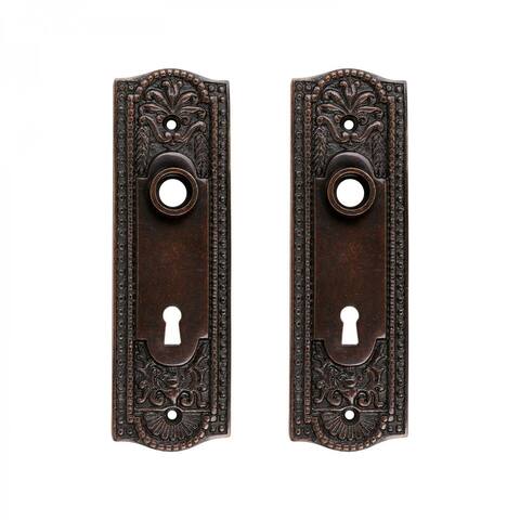 Door Keyhole Cover Back Plate Oil Rubbed Bronze Solid Brass 7 1/4" L with Keyhole Tarnish Resistant Pack of 2 Renovators Supply