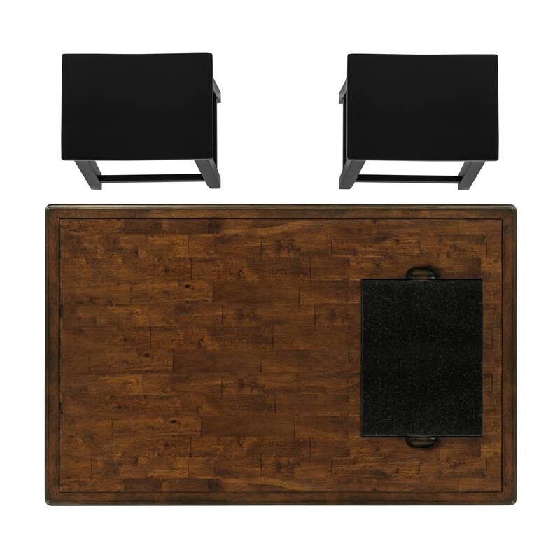 Posie Wooden Kitchen Island Set with Two Stools