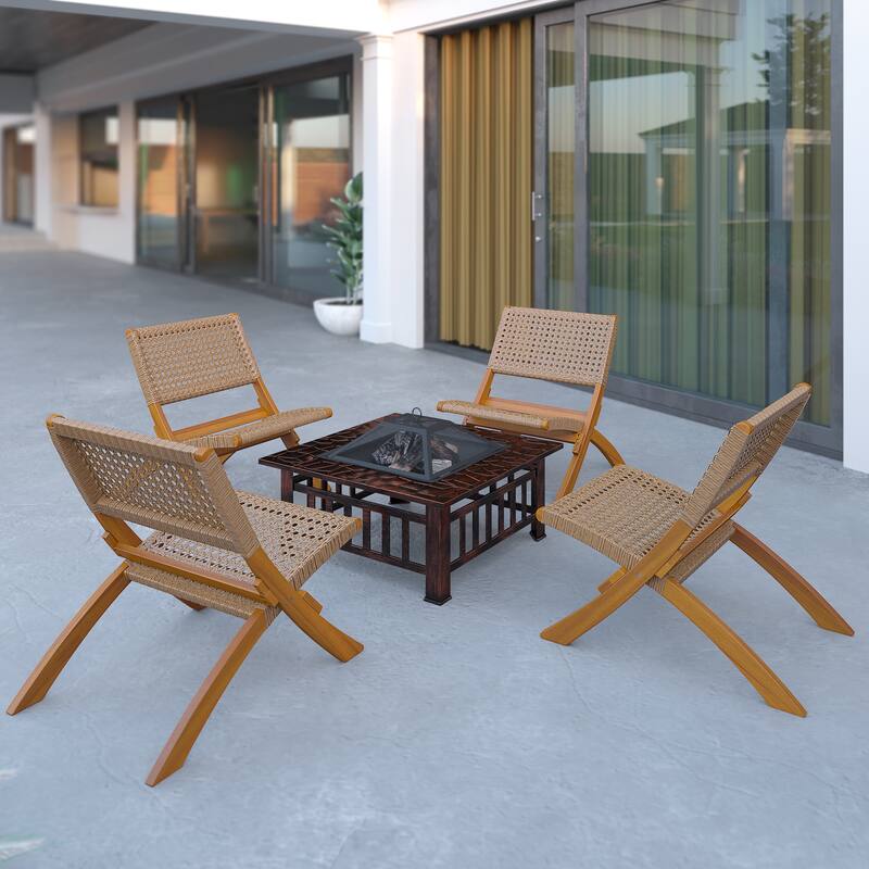 Sava Indoor-Outdoor Folding Chair in Tan Wicker