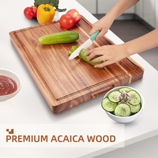 Wooden Cutting Boards for Kitchen with Juice Groove and Side Handle ...