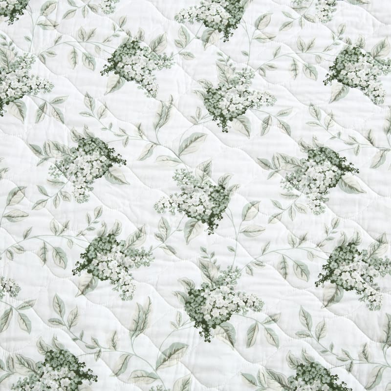 Laura Ashley Portland Floral Cotton Reversible Green Quilt Set