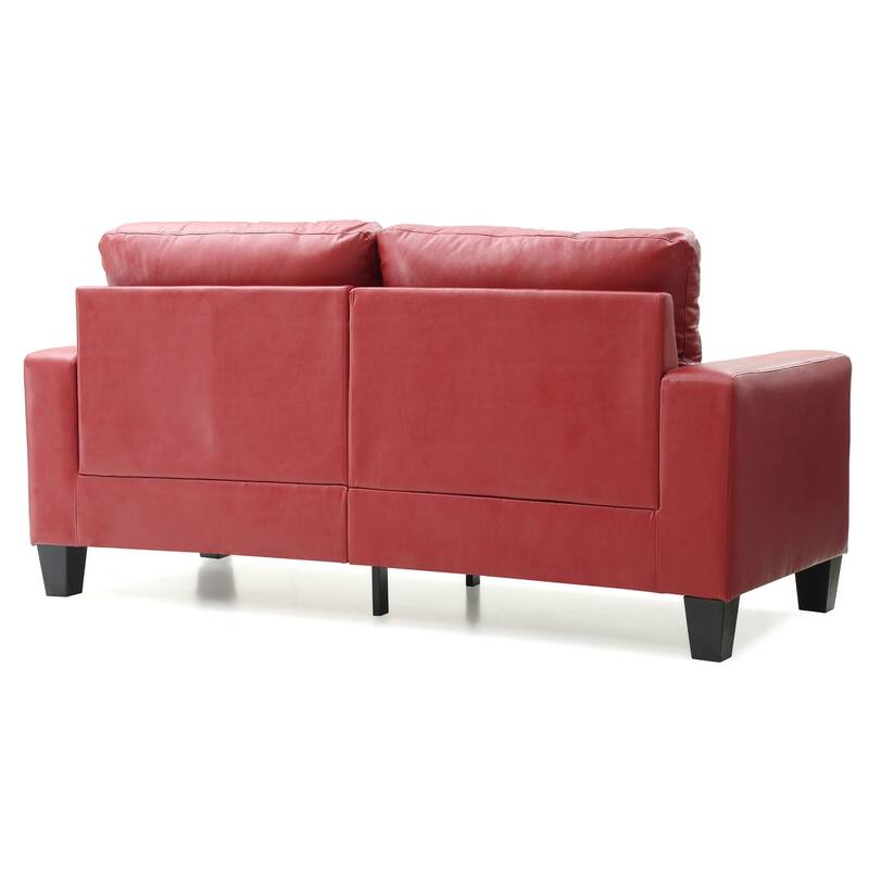 Square Arm Faux Leather Tufted Straight Sofa - 71" - Red