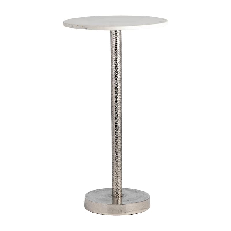 Metal Top Round End Table with Flat Base - Silver, 25"