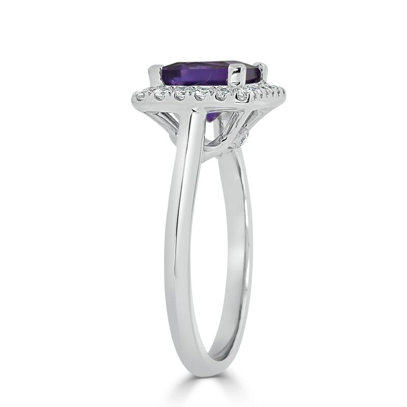 Auriya 1ct Princess-cut Purple Amethyst Halo Diamond Engagement Ring 1/3ctw 14k Gold