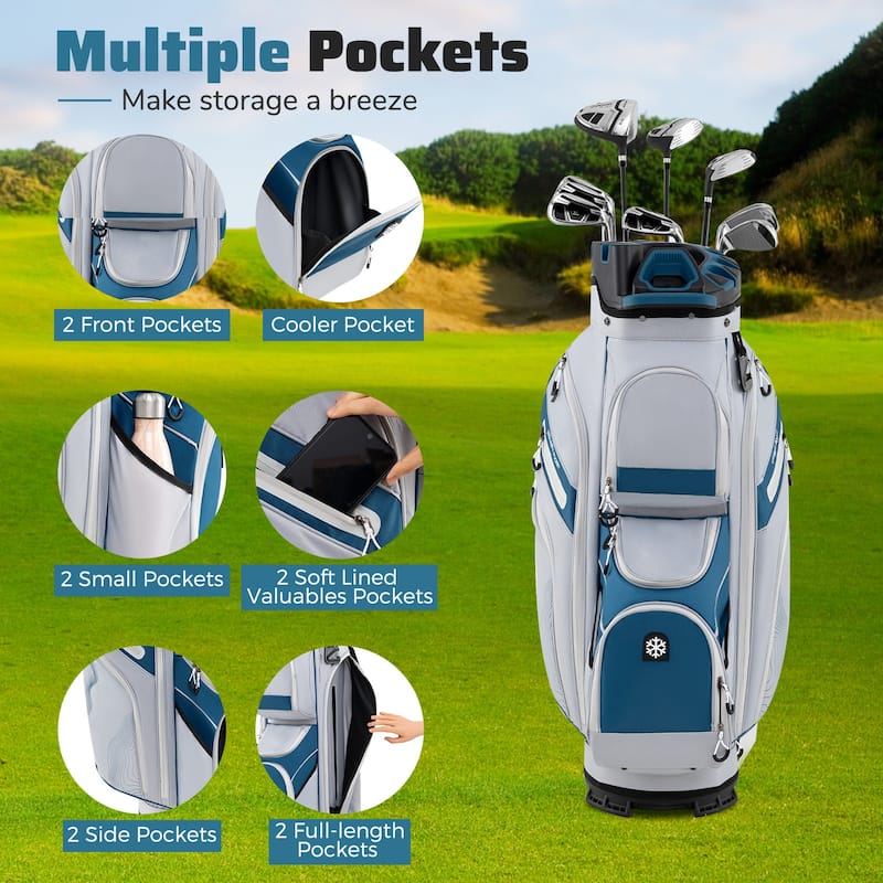 Gymax Golf Cart Bag Molded Lock Top Golf Bag w/14-Way Full Length