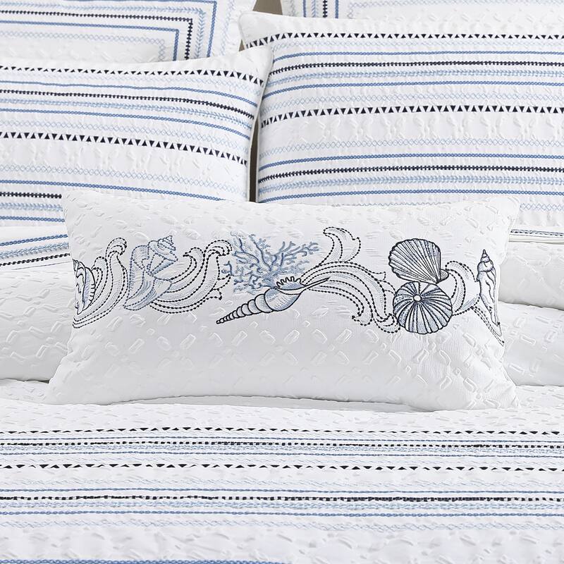 J. Queen New York Bayside Boudoir Decorative Throw Pillow - Accent - Polyester - Blue