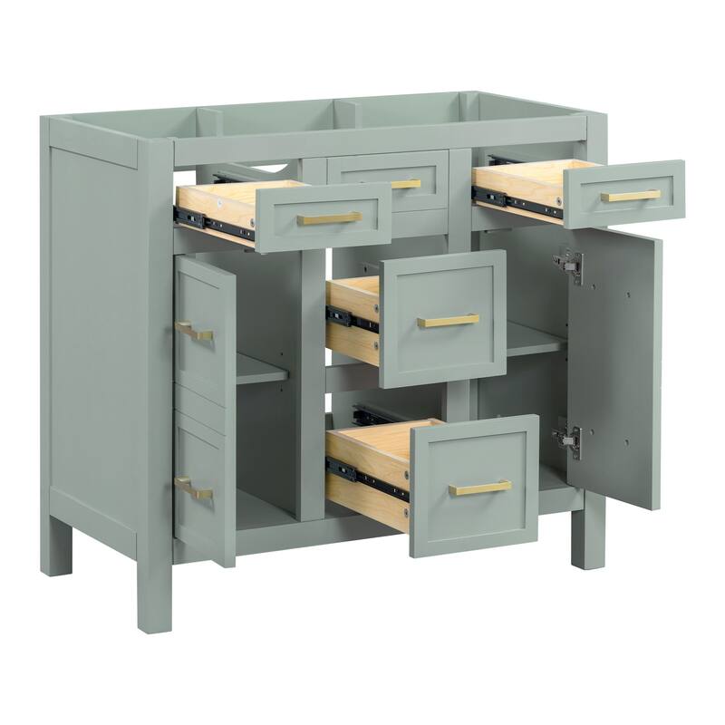 36 Inch Bathroom Vanity Cabinet with Resin Sink 4 Drawers 2 Doors