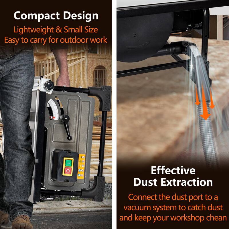 Table Saw for Jobsite 8-inch,Portable Table Saw Kit, with Sliding Miter Gauge