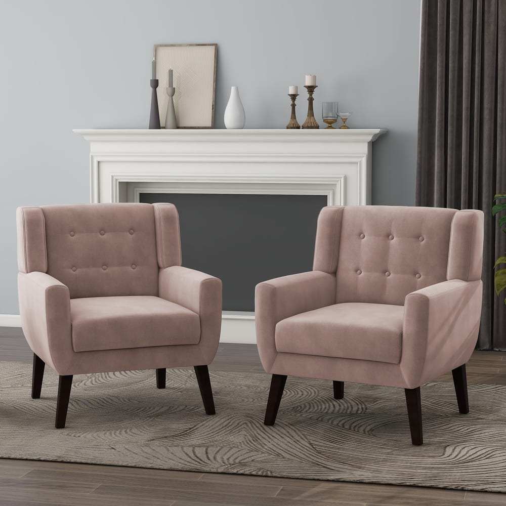 Velvet Upholstered Armchair Tufted Accent Chairs Set of 2