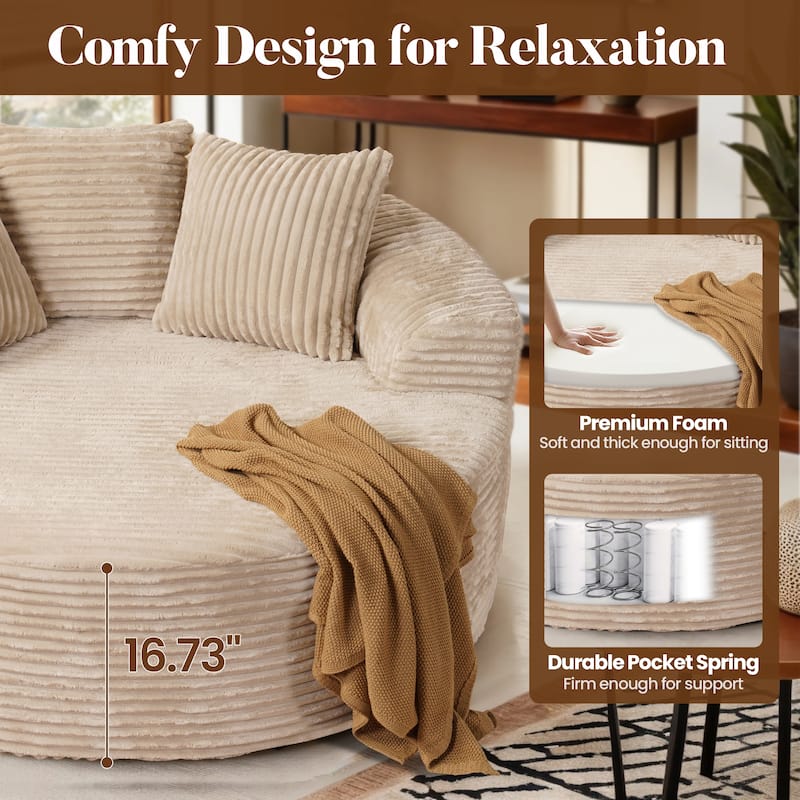 HOOOWOOO Modern Plush Fabric Floor Sofa Couch