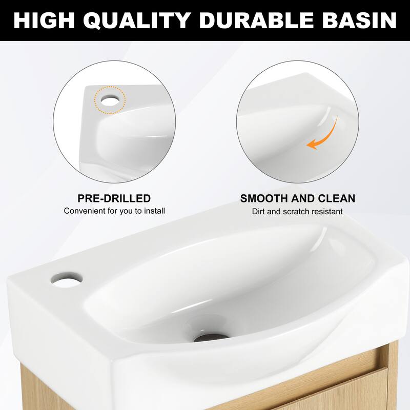 ARTCHIRLY 16/20/24/30/36 Inch Bathroom Vanity With Sink, Floating Bathroom Vanity With Soft Close Door