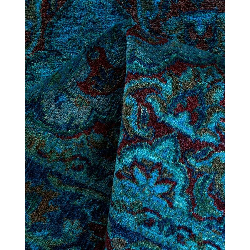 Overton Hand Knotted Wool Vintage Inspired Modern Contemporary Overdyed Blue Area Rug - 3' 2" x 5' 8"