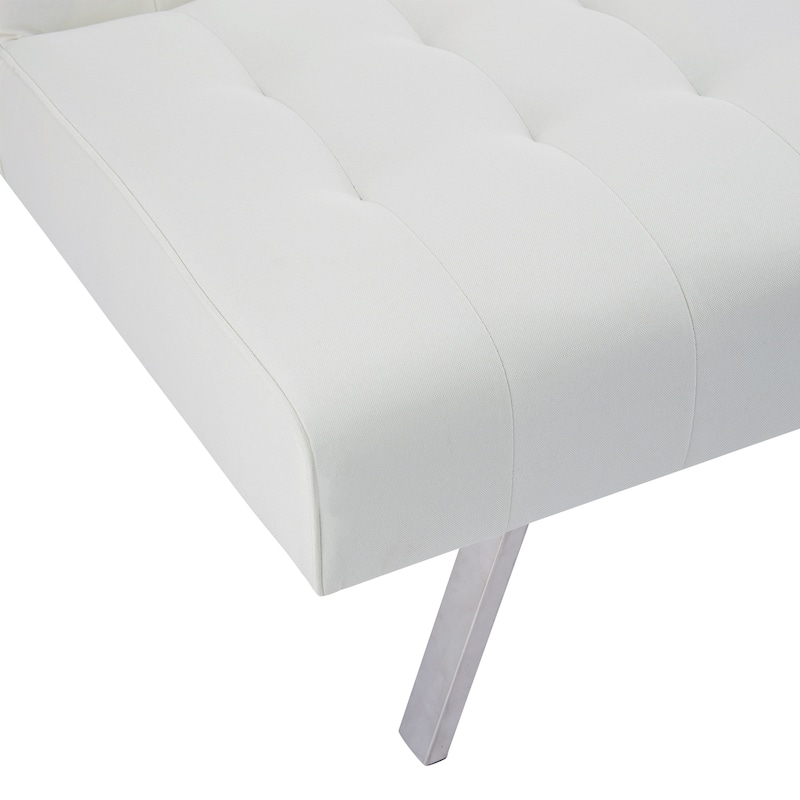 Tufted Mid-Century Modern Split Back Futon Sofa Couch Bed with Chrome Legs