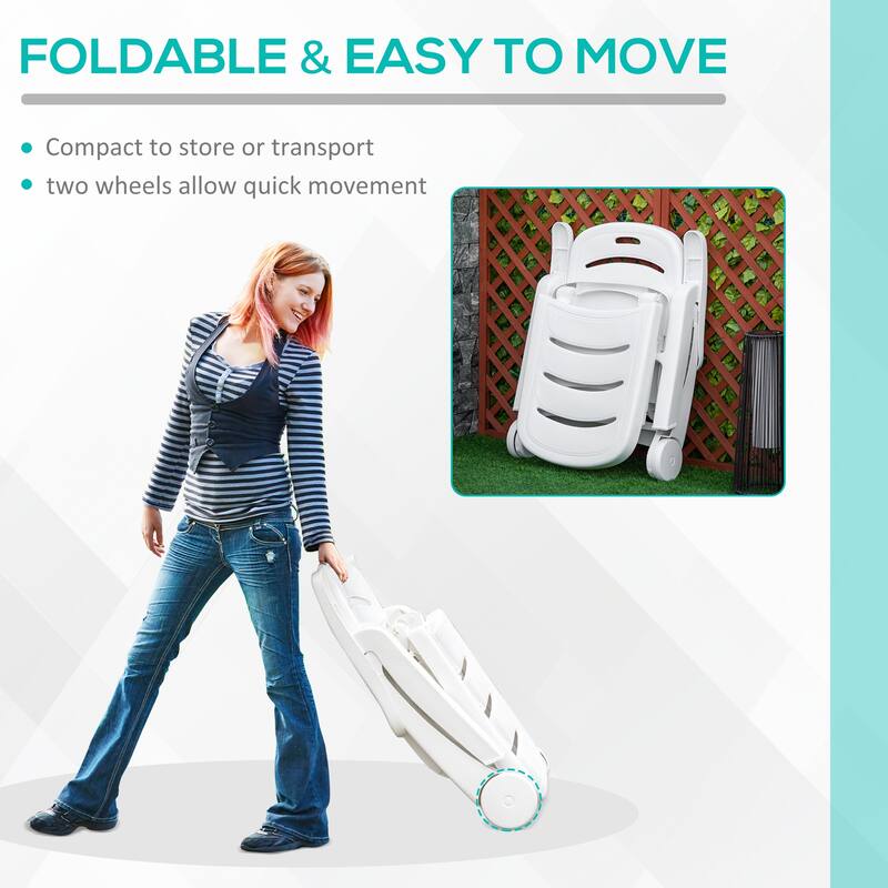 Outsunny Outdoor Chaise Lounge, 5 Level Adjustable Backrest Lounge Chair With Wheels, Folding Tanning Chair