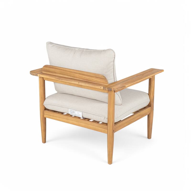 Roomfitters Terassi Outdoor Chat Set 3 Piece Solid Acacia Wood Wide Armrest Seating, Light Teak Beige