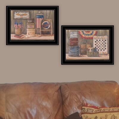 TrendyDecor4U Traditional "Sweet Land of Liberty Collection" Framed Print Wall Art by Pam Britton - Brown