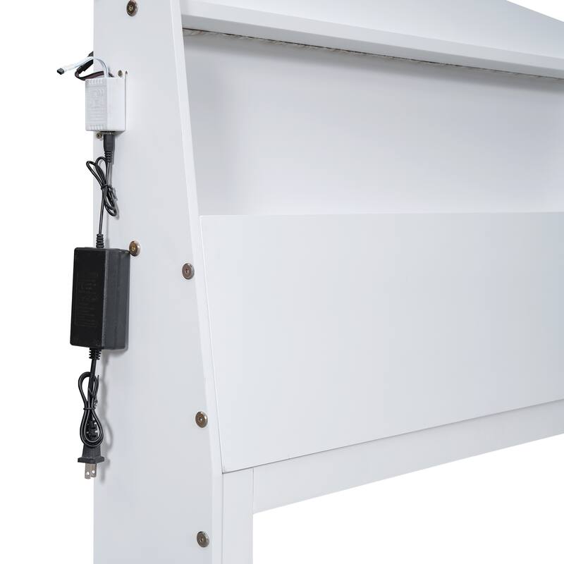 Twin Size Platform Bed with LED Headboard, Twin Trundle, and 3 Drawers