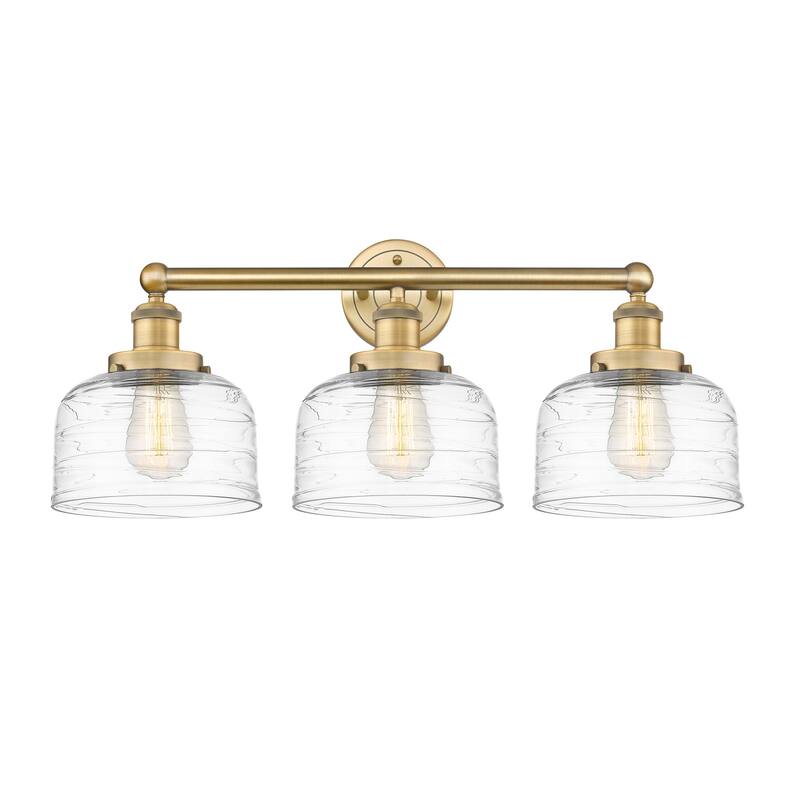 Innovations Lighting 616-3W-10-25 Bell Vanity Bell 3 Light 25" Wide - Brushed Brass / Clear Deco Swirl