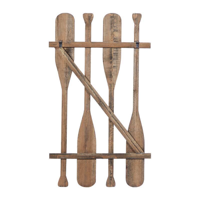 Brown Wood Novelty Canoe Oar Paddle Home Wall Decor with Arrow and Stripe Patterns
