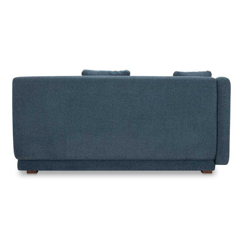 NADAAL STUDIOS Solace Left Arm Facing Modular Sofa, Deep Foam & Fiber Cushioning, Plinth Base, Two Toss Cushions, White