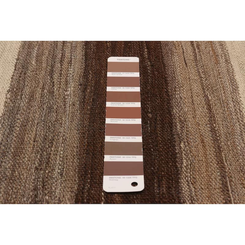 ECARPETGALLERY Flat-Weave Boho Brown Wool Kilim - 9'0 x 12'4