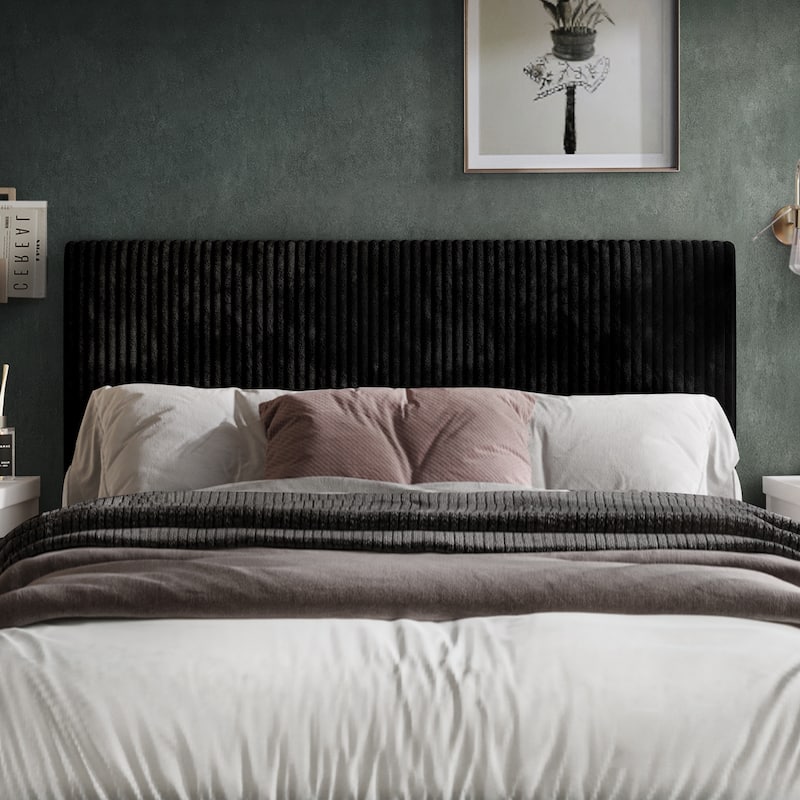 CraftPorch Corduroy Modern Upholstered Pleated Velvet Headboard