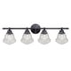 preview thumbnail 1 of 6, Huntley 4-Light 32 in. W Oil Rubbed Bronze Bathroom Vanity Lighting Fixture, Clear Seeded Schoolhouse Glass, LED Compatible 32-in W x 10-in H x 7-in D - Oil Rubbed Bronze