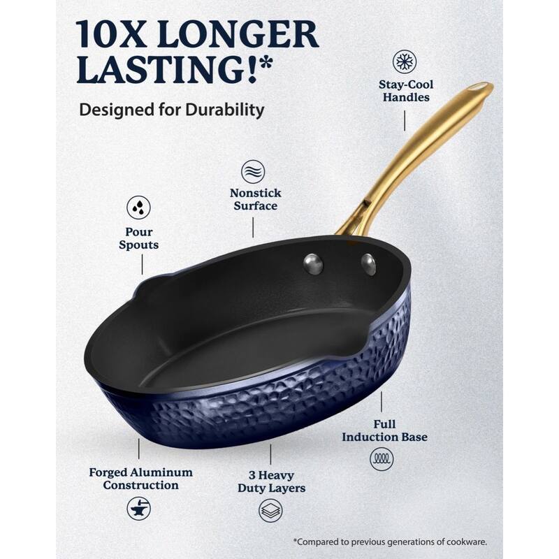 Granitestone Charleston 4 Qt Hammered Nonstick Navy Saute Pan with Lid