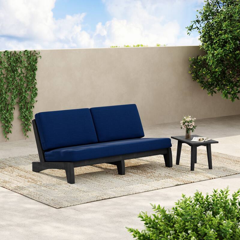3-Seat Outdoor Sofa Set with Solid Wood Coffee Table, Weather-Resistant Cushions