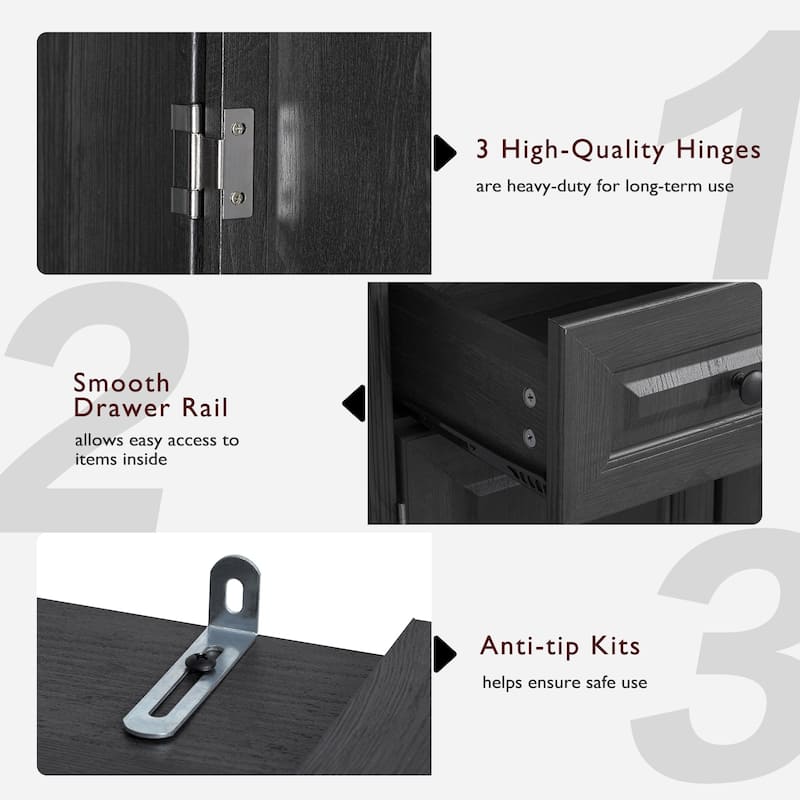 71"Tall Kitchen Pantry Cabinet with 3 Pull Out Cabinet Organizers,Cabinet with 6 Door Shelves,2 Drawers,Freestanding Cupboard