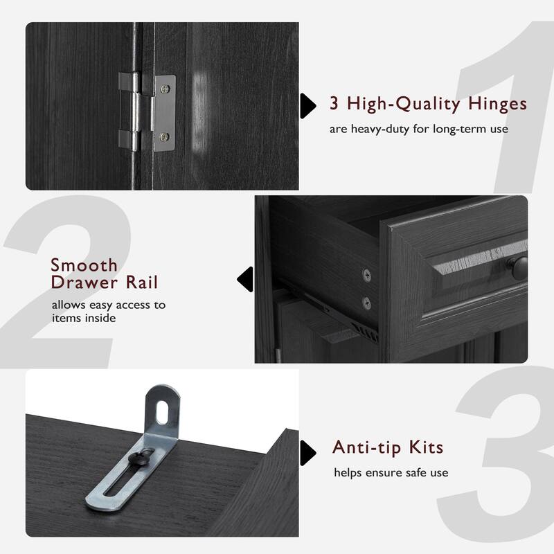 Pantry Cabinet with 3 Pull Out Cabinet and 2 Drawers