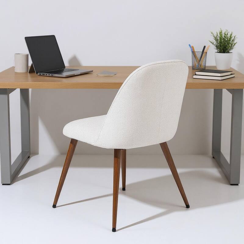 Homy Casa Fabric Office Chair with Metal-Walnut Legs, Modern