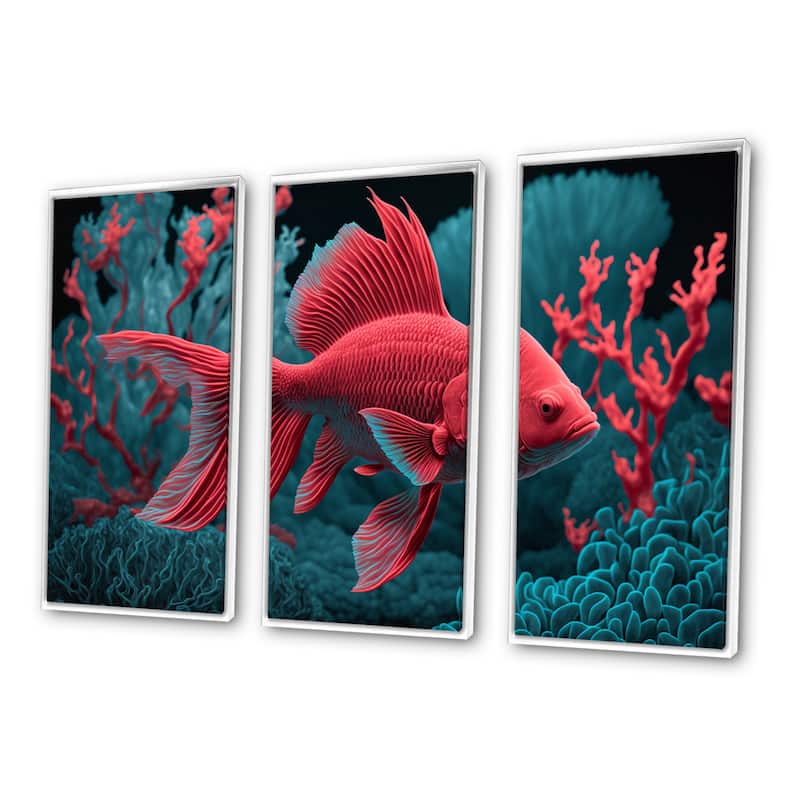 Designart Tropical Fish In Shades Of Red And Blue III Animal Fish Framed  Canvas Wall Art Print - 3 Panels - Bed Bath & Beyond - 37739507