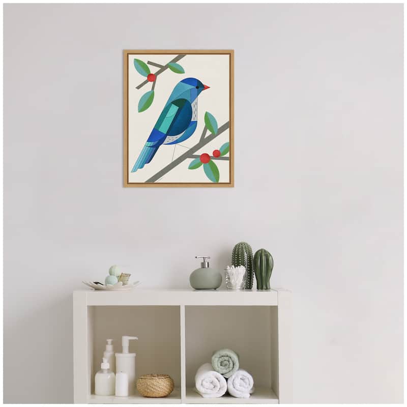 Kate and Laurel Sylvie MCM Bluebird Framed Canvas by Carey Copeland