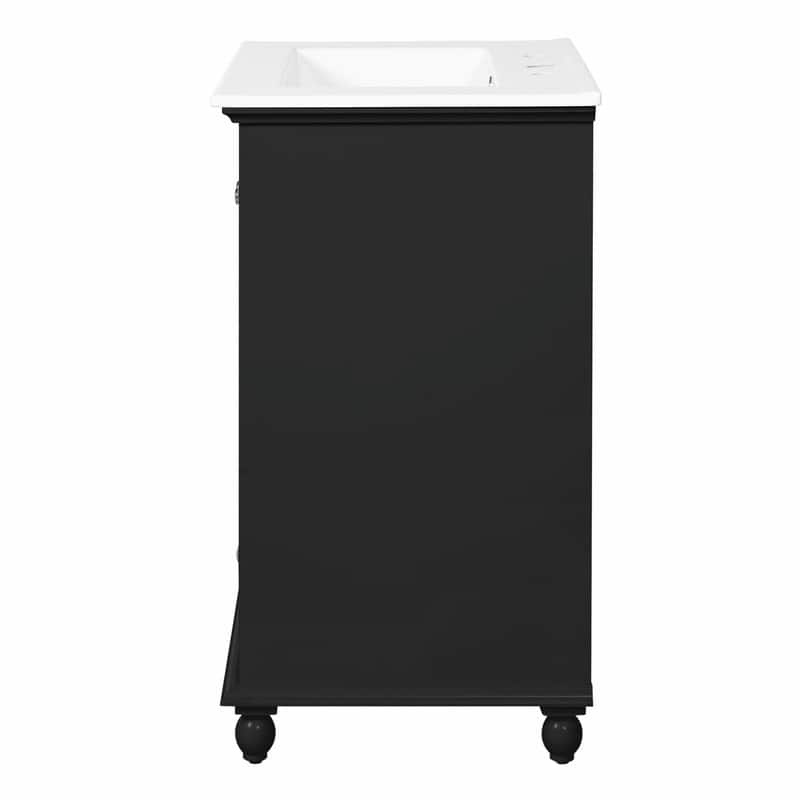 24" Bathroom Vanity with Ceramic Sink, Storage Cabinet with Soft-Close Doors and Drawer with Dividers