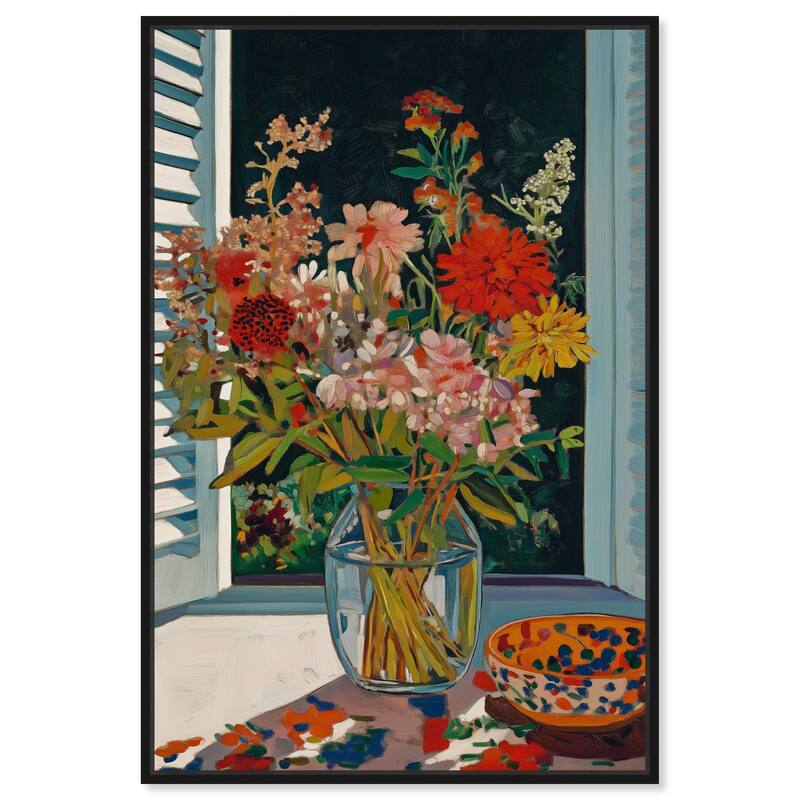 Vase on a Windowsill Canvas by Art Remedy - 36" x 54" - Black