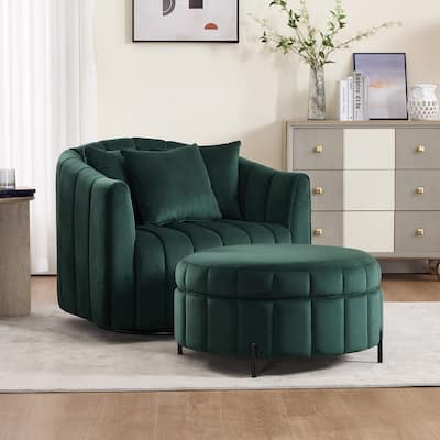40.4"W Modern Swivel Accent Chair,Swivel Single Sofa Chair with Ottoman