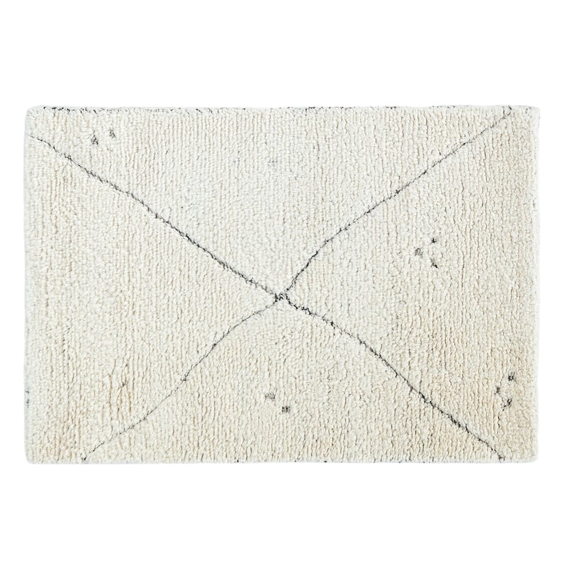 Terra by Obeetee Adab Carved Lines Black Rug - 2' x 3' - Cream/Onyx
