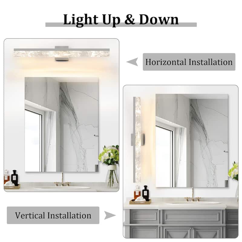 LED Bathroom Vanity Light 24/32/39 inch Dimmable Metal Wall Sconce - Black/Warm White Light