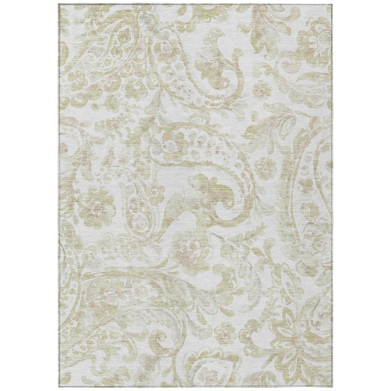 Machine Washable Indoor/ Outdoor Chantille Traditional Scroll Rug