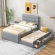 preview thumbnail 12 of 21, Modern and Timeless Twin Size Upholstered Platform Bed with Pull-out Twin Size Trundle and 3 Drawers Gray1
