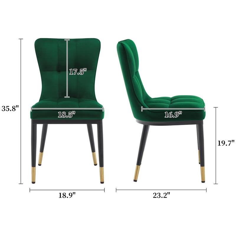 Modern Velvet Upholstered Dining Chairs, Set of 2/4 - 35.8"H x 18.9"W x 23.2"D