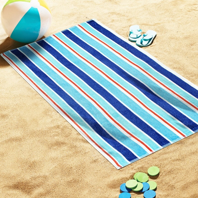 Superior Vibrant Oversized Cotton Beach & Pool Towel Collection - Assorted Styles - Dark Blue/Baby Blue